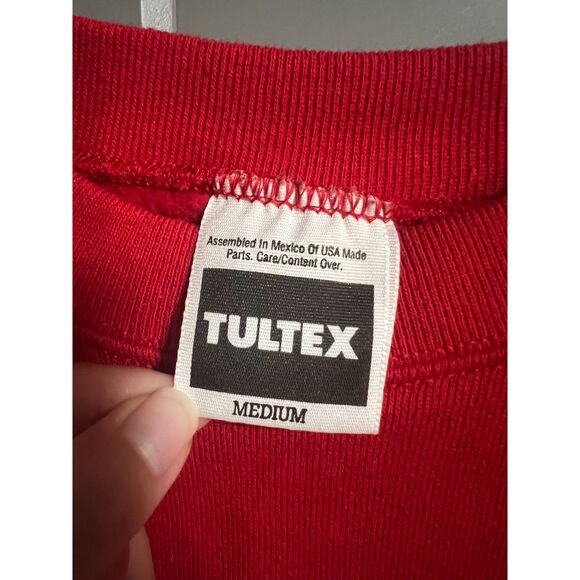 Tultex Christmas Sweater Cat Angel W/ Bears Stockings Star Crewneck Red Medium - Picture 4 of 5